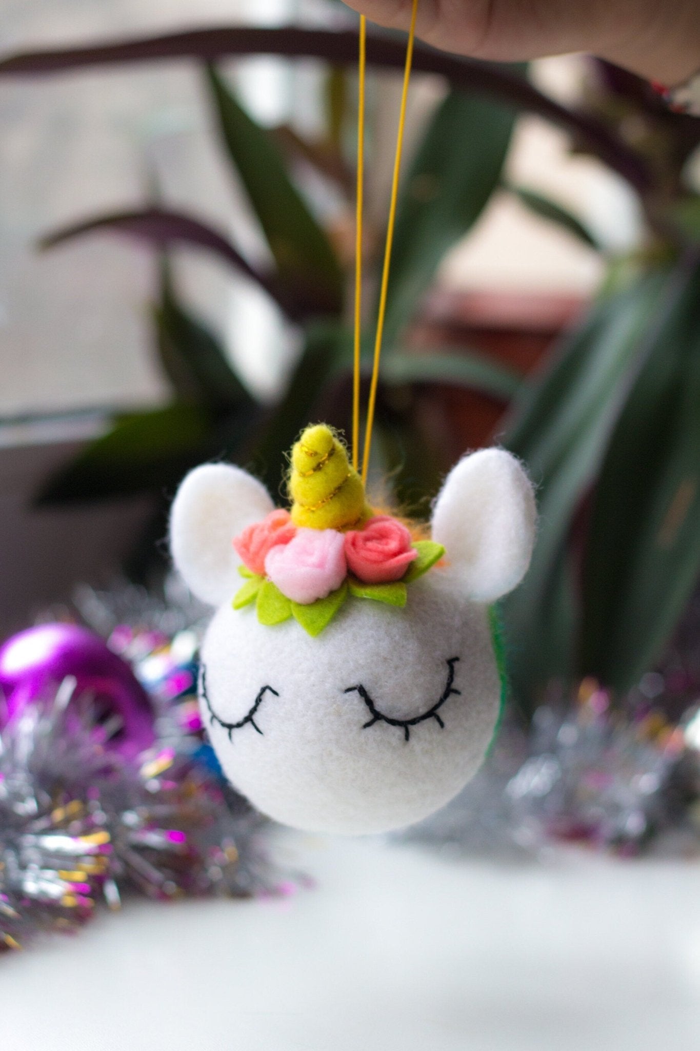 Felted Unicorn Ornament - WoollyFox