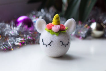 Felted Unicorn Ornament - WoollyFox
