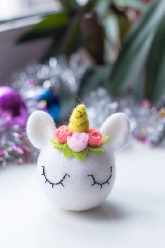 Felted Unicorn Ornament - WoollyFox