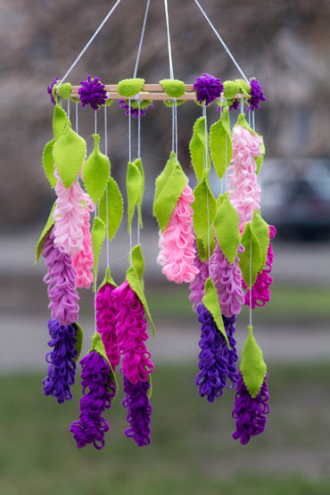 Flower baby crib mobile, mobile for baby girl - WoollyFox