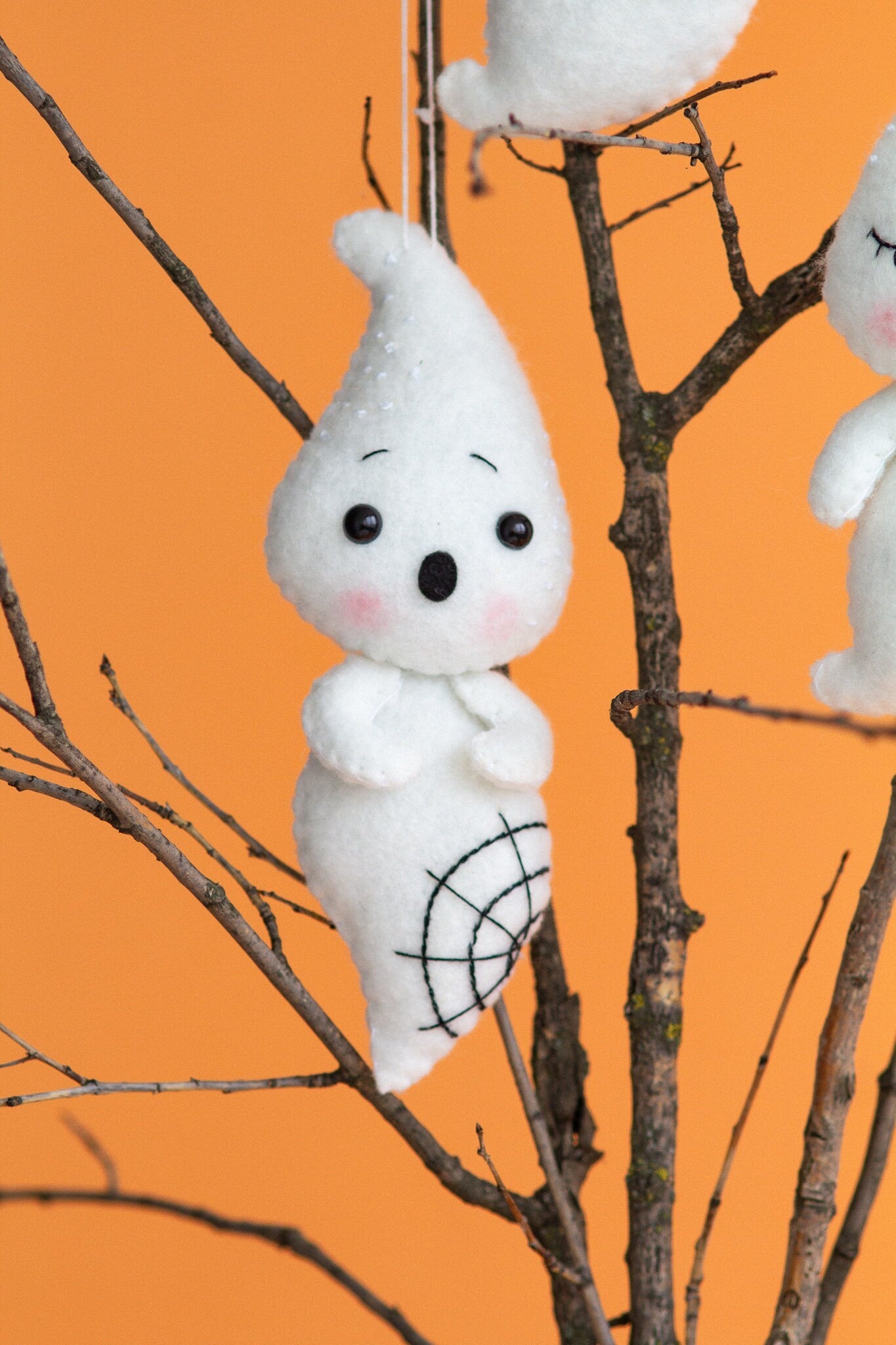 Halloween Felt Ghost Ornaments – Handmade Spooky Decor - WoollyFox
