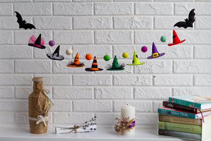 Halloween Witch Hats Felt Garland – Handmade Decoration - WoollyFox