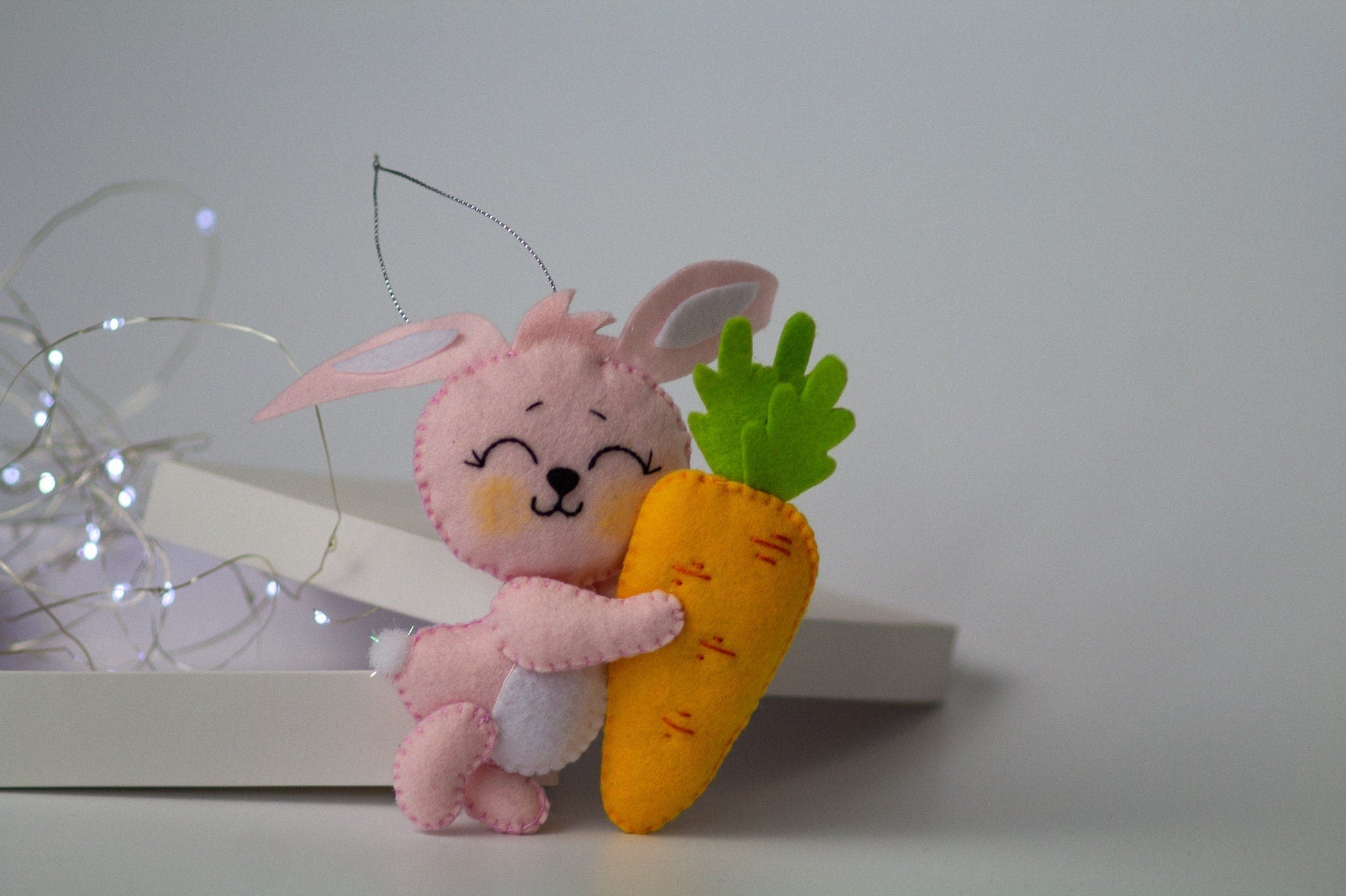 Handmade Felt Bunny Hanging Decoration - WoollyFox