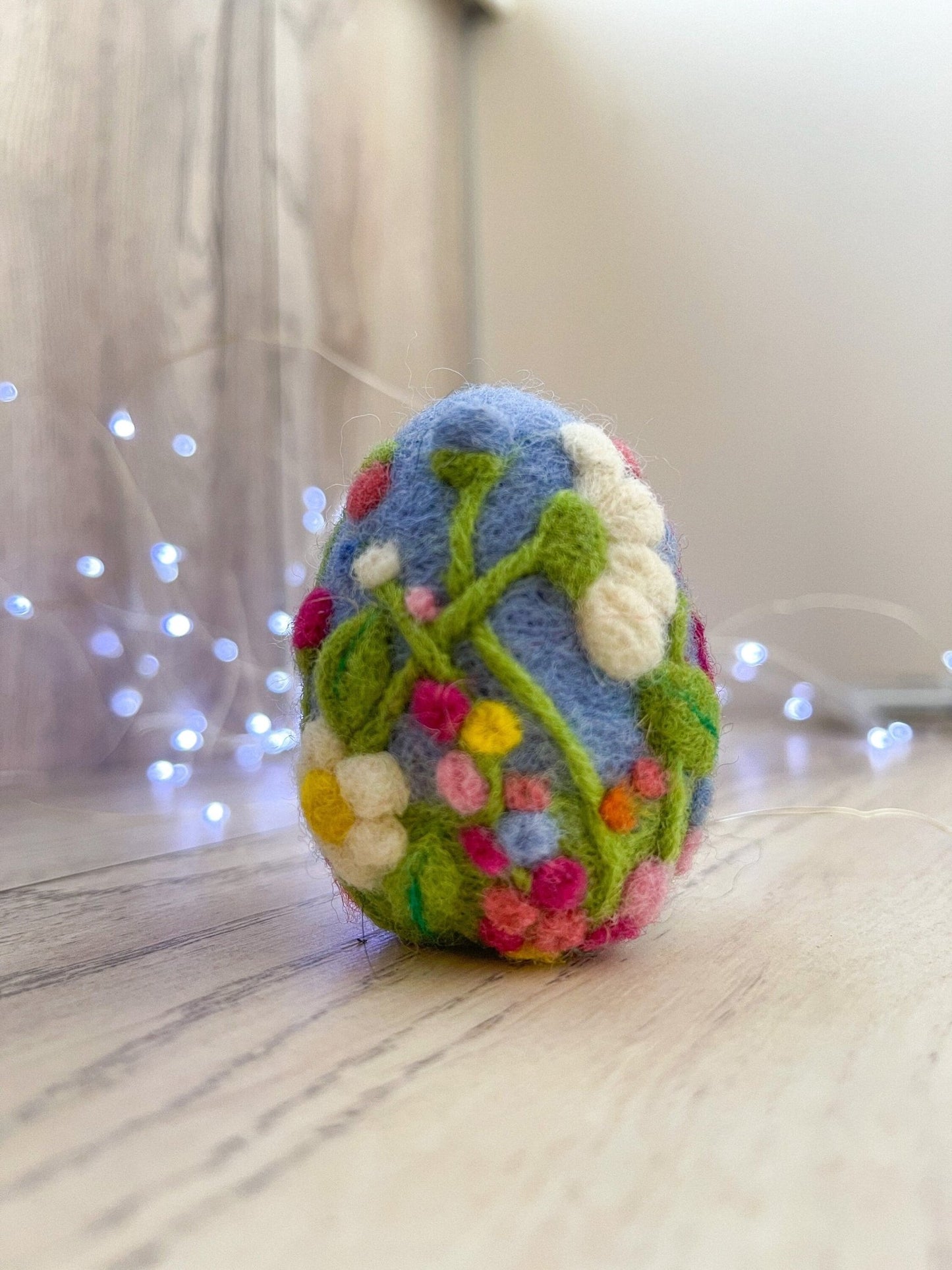 Handmade Wool Easter Egg Ornament - Floral Design - WoollyFox
