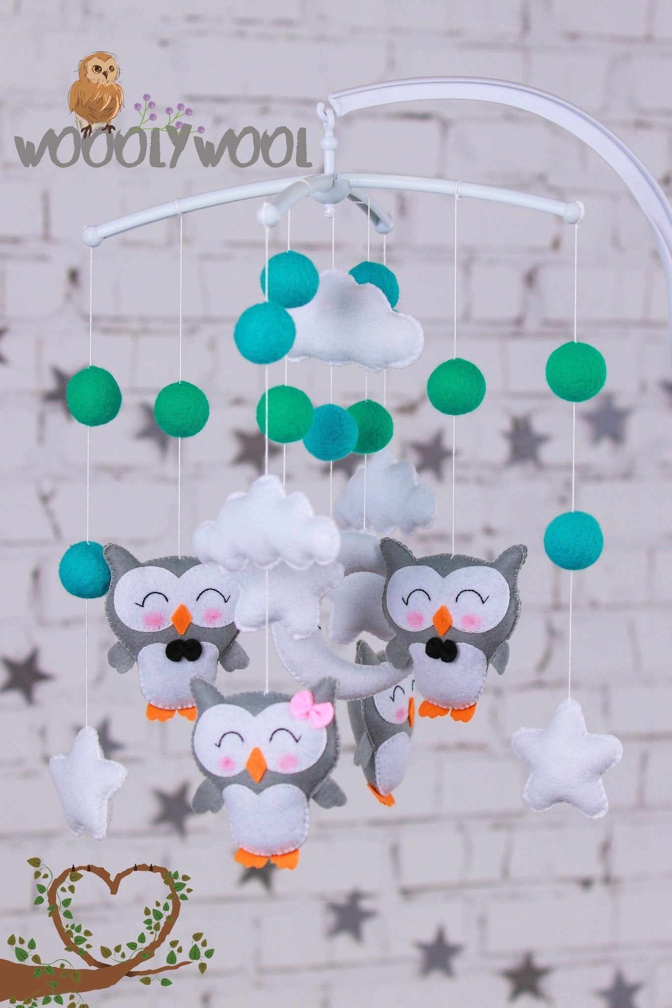 Hanging Owl Baby Mobile - WoollyFox
