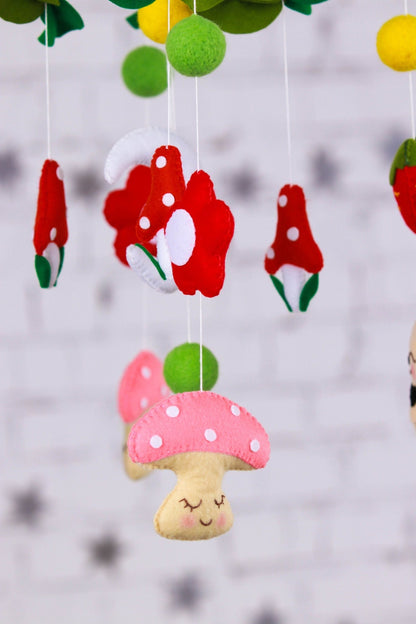 Hedgehogs and Mushrooms Mobile - WoollyFox