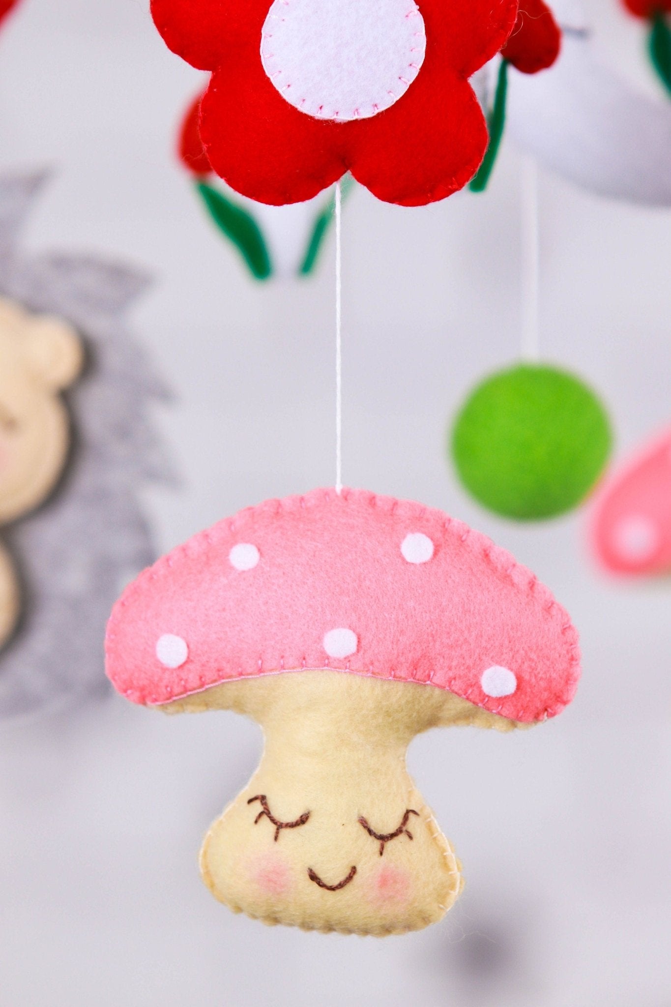 Hedgehogs and Mushrooms Mobile - WoollyFox