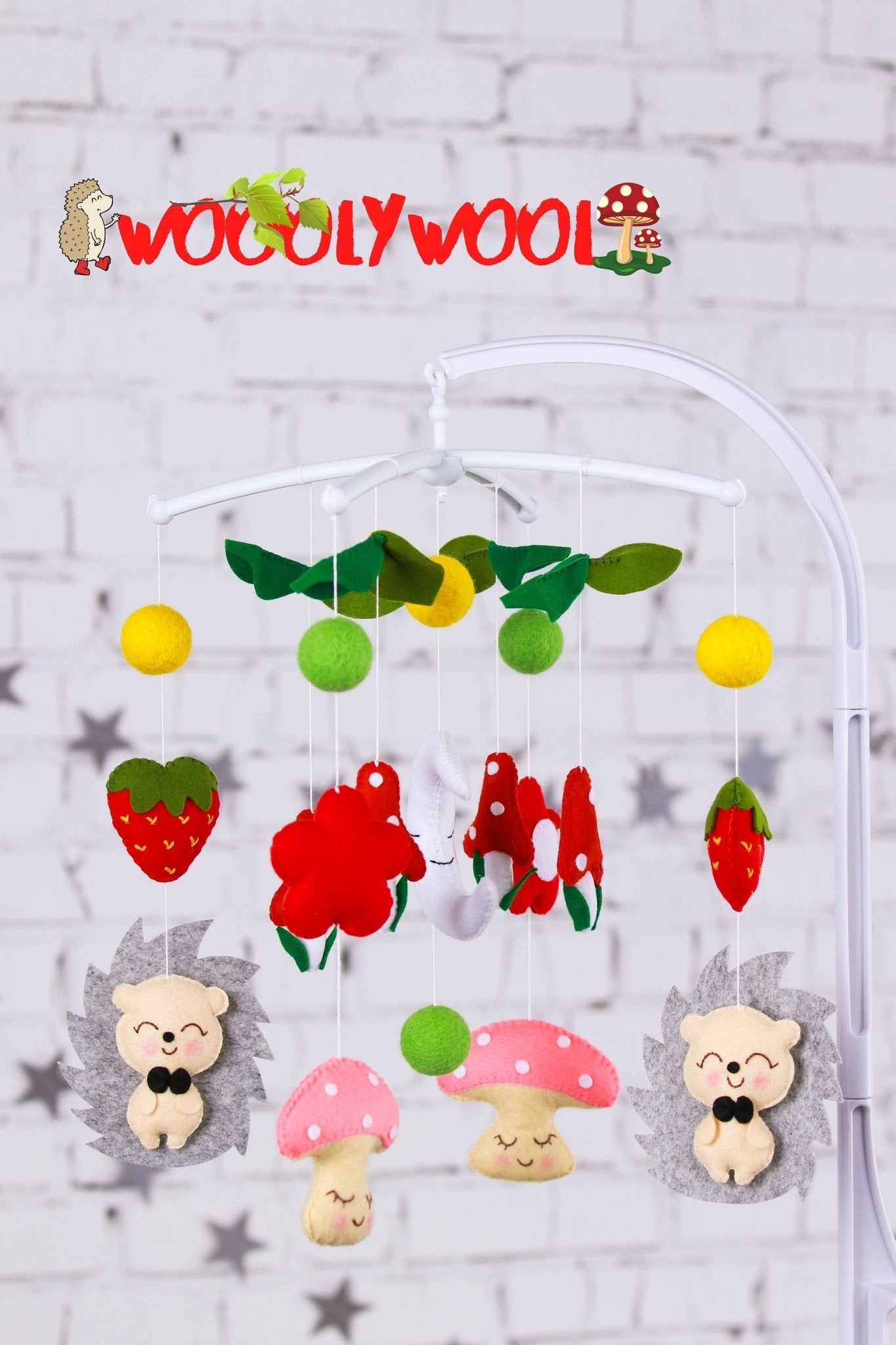 Hedgehogs and Mushrooms Mobile - WoollyFox