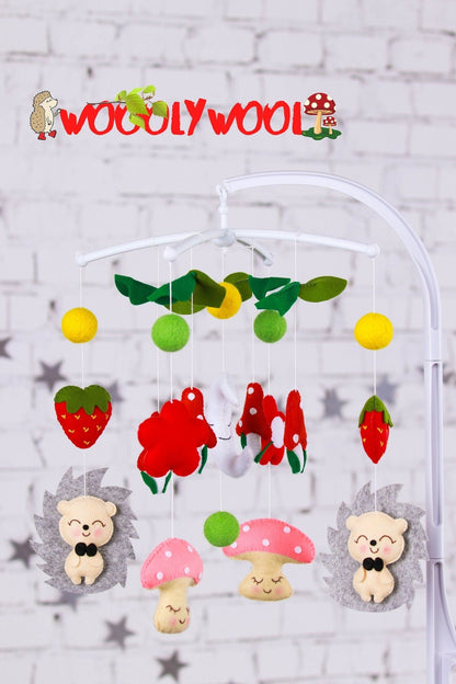 Hedgehogs and Mushrooms Mobile - WoollyFox