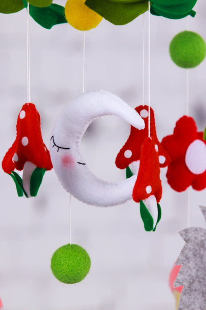 Hedgehogs and Mushrooms Mobile - WoollyFox