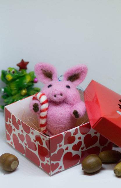 Felted pig christmas gift