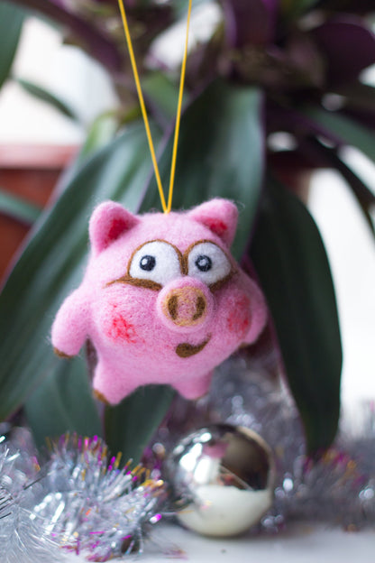 Christmas Wool Pig Ornament