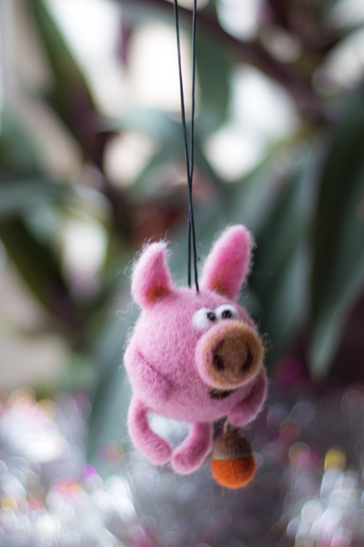  felted pink pig