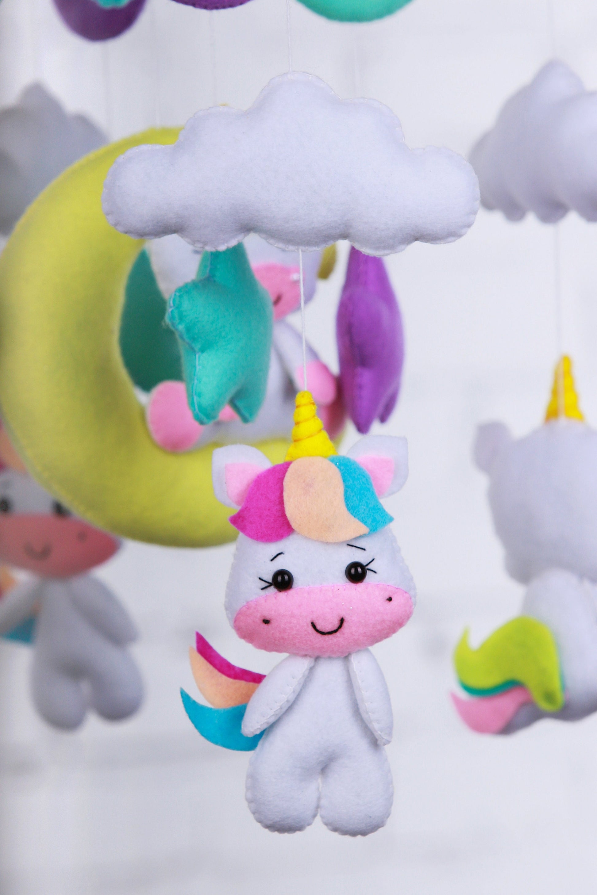 Unicorn baby crib mobile, nursery mobile baby girl