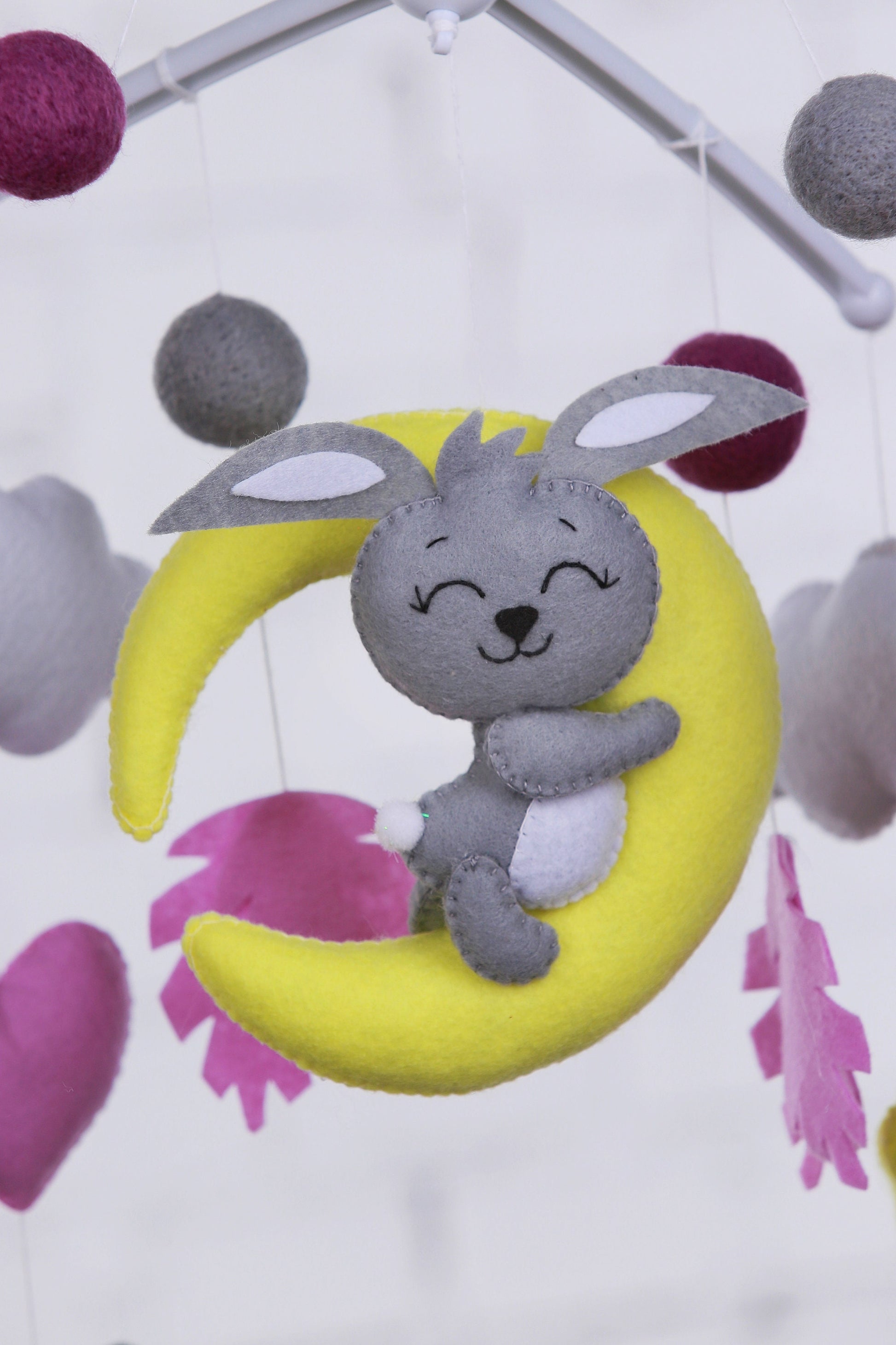 Felt bunny baby crib mobile, cot mobile