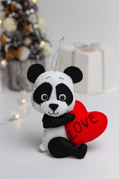 panda with heart