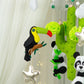 Tropical baby crib mobile, Jungle crib mobile with panda bear and toucan