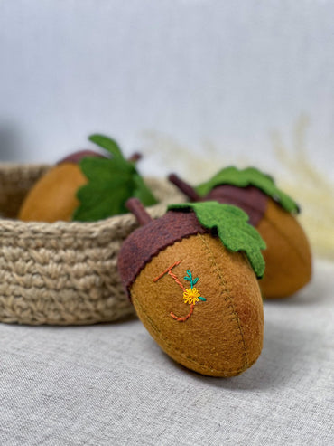 Felt Acorns in a Basket