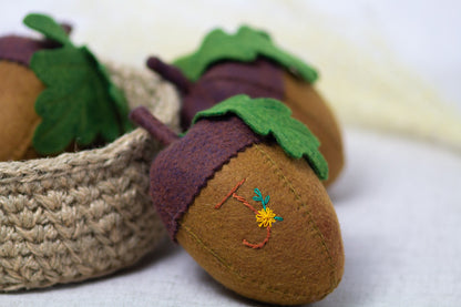 Felt Acorns in a Basket