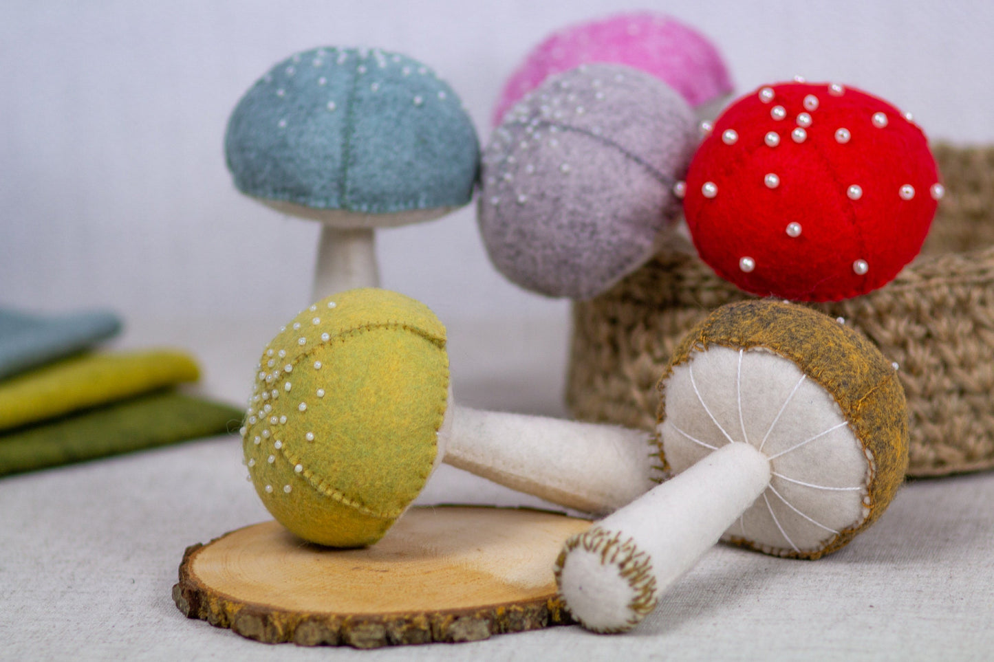 Felt mushrooms decor