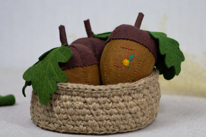 Felt Acorns in a Basket