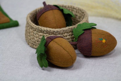 Felt Acorns in a Basket