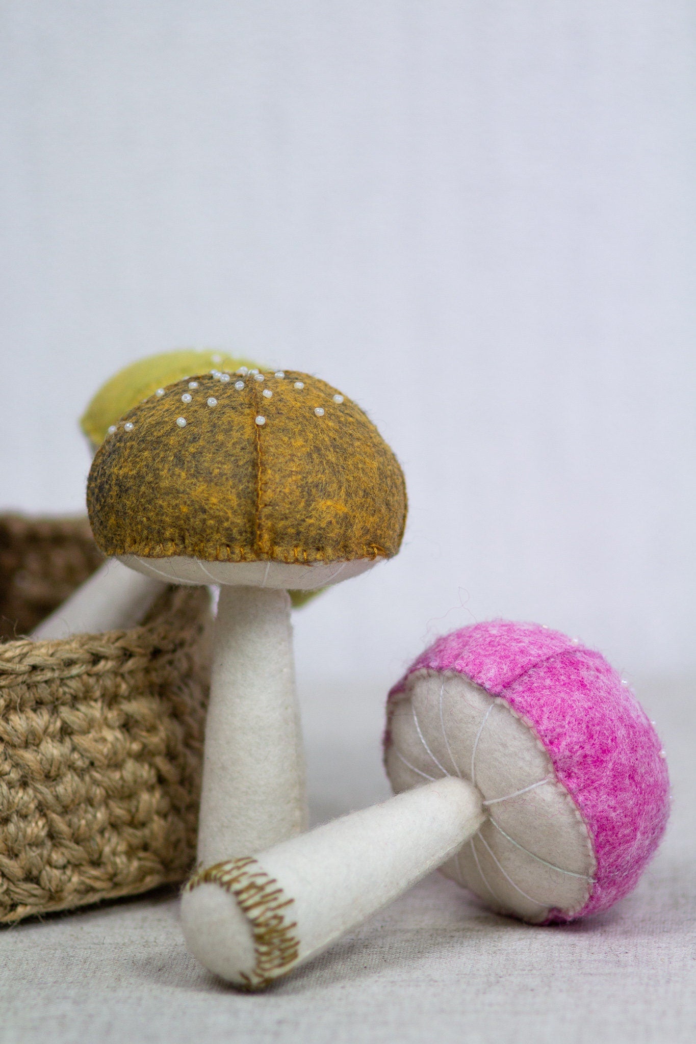 Felt mushrooms decor