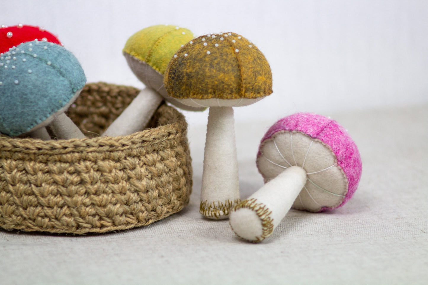 Felt mushrooms decor