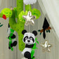 Jungle crib mobile with panda bear and toucan