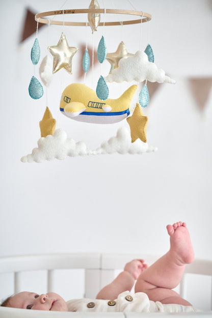 Clouds stars baby mobile