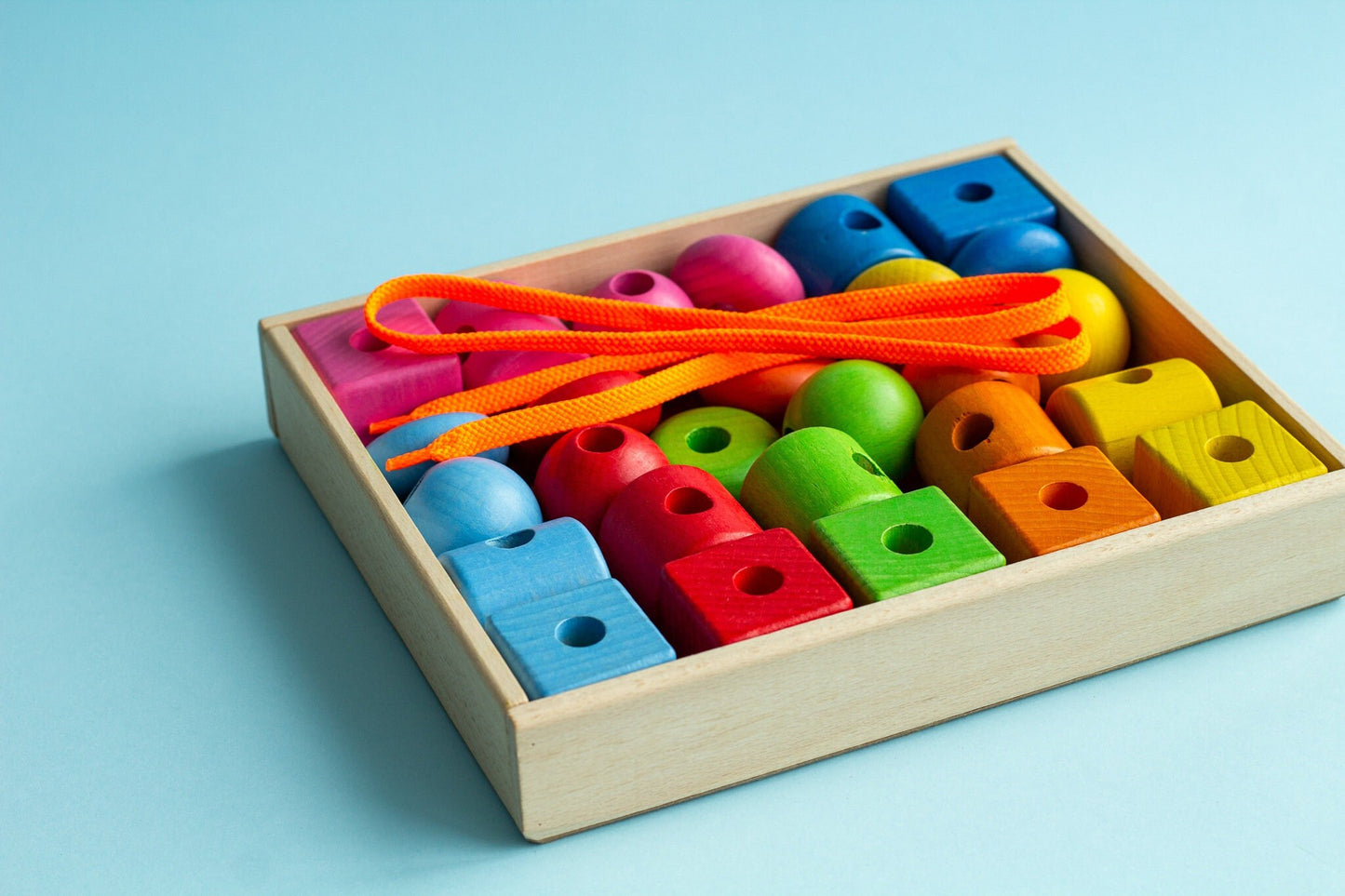 Wood Lacing Toy and Threading Toy