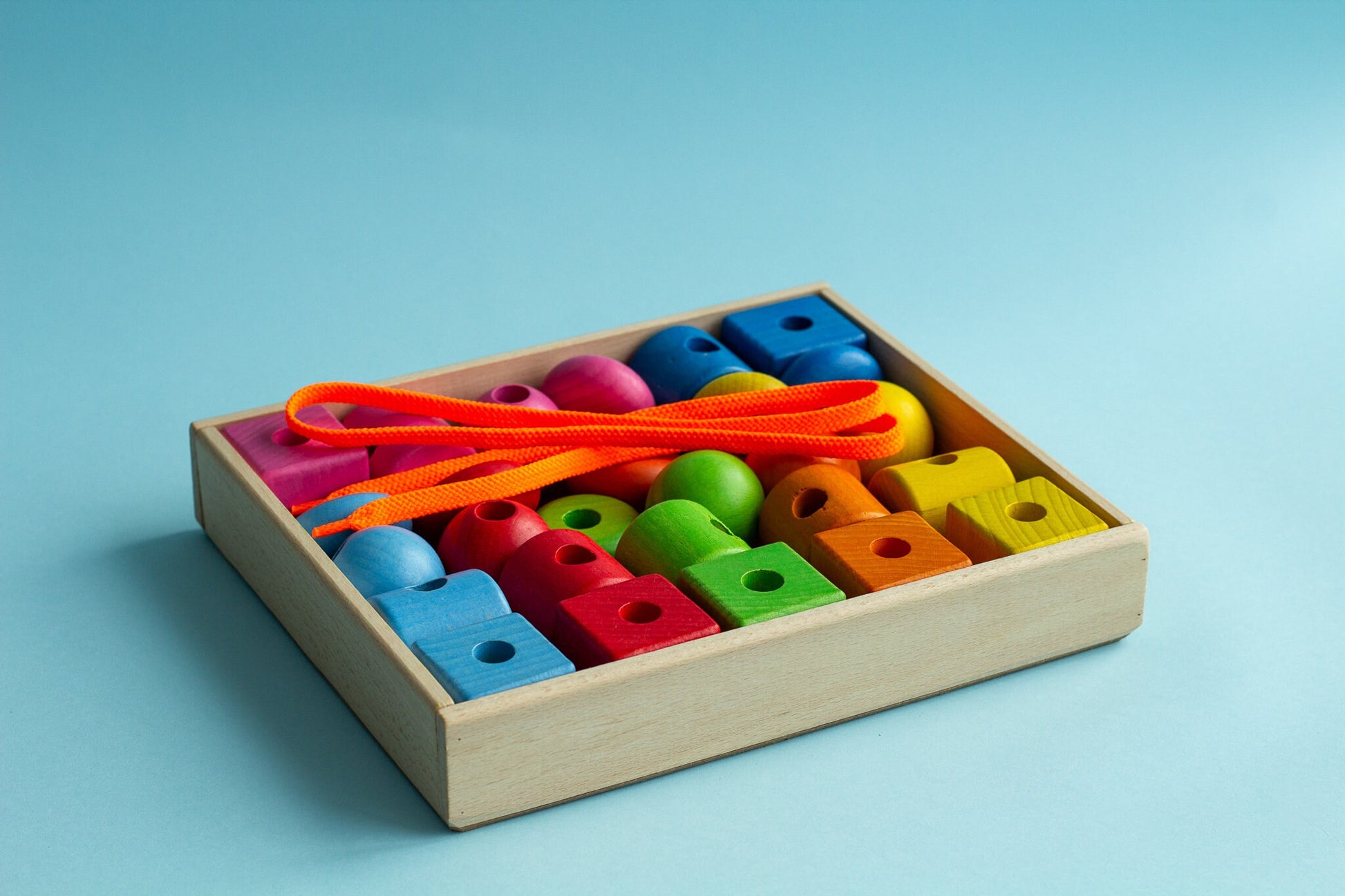 Wood Lacing Toy and Threading Toy