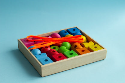 Wooden Toy for Lacing and Thread
