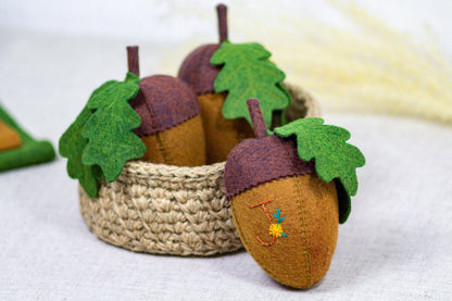 Felt Acorns in a Basket