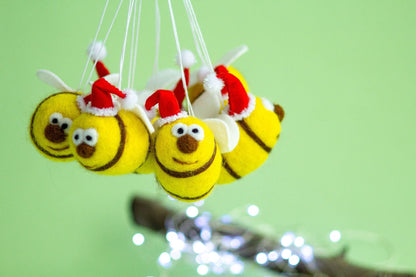 Wool bee ornaments 