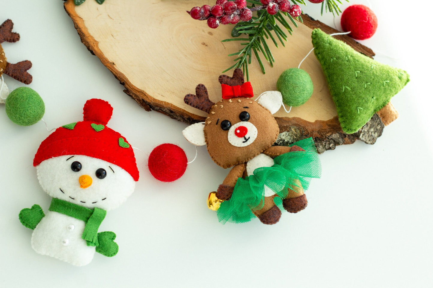 Christmas reindeer and snowman garland