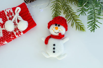 Snowmen in Knitted Hats Ornaments