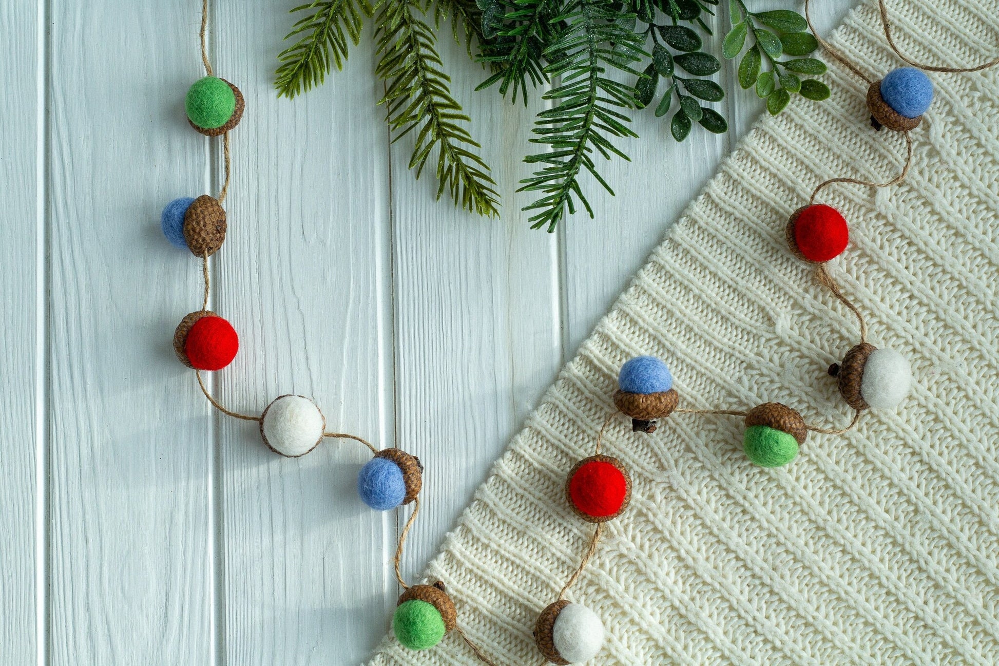 Felted Acorn Garland