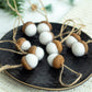Christmas felted acorn ornaments, Set of 6/12/20 natural white rustic holiday decorations