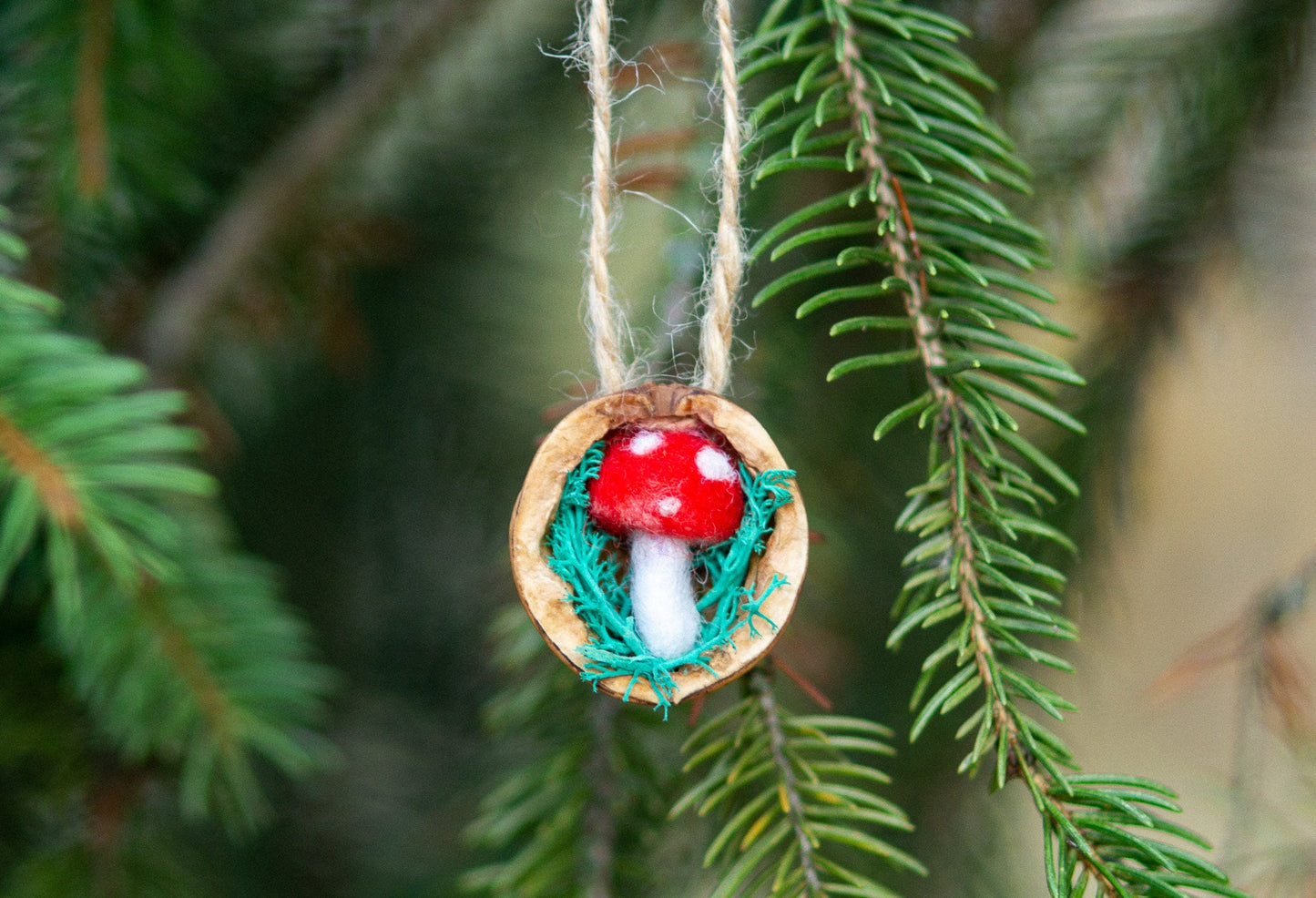 Walnut shell miniature Christmas Tree Ornaments