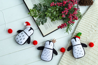 Felted penguins garland