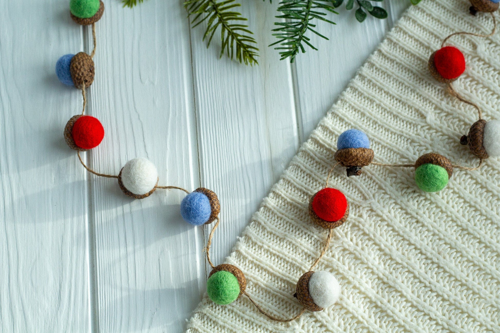 Felted Acorn Garland