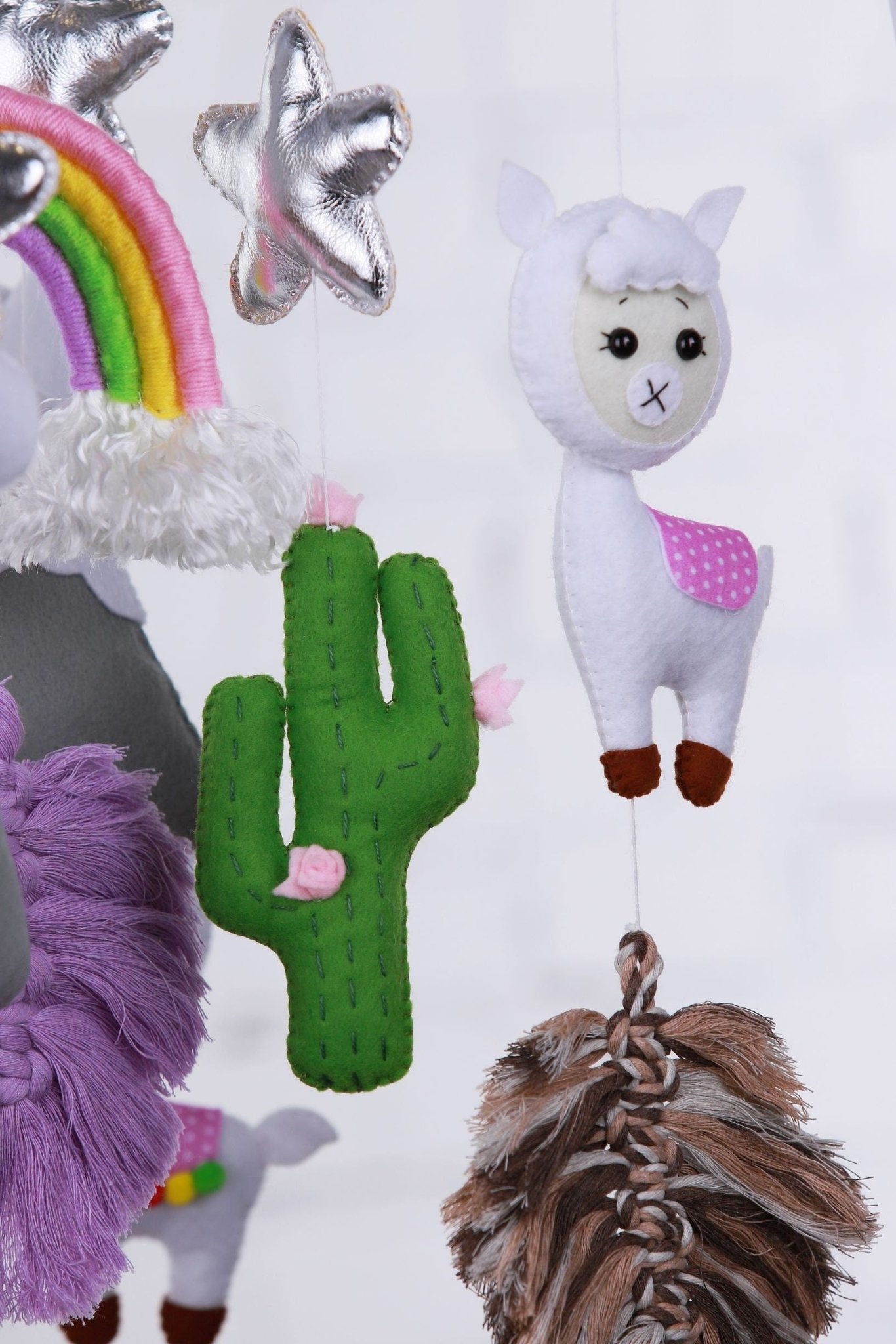 Llama baby crib mobile, macrame nursery decor - WoollyFox