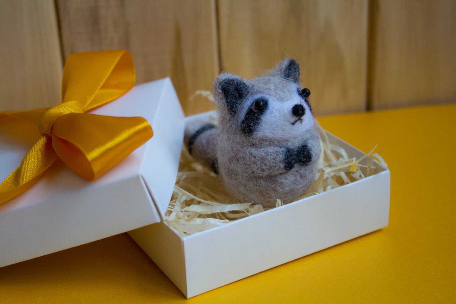 Needle felted raccoon - WoollyFox