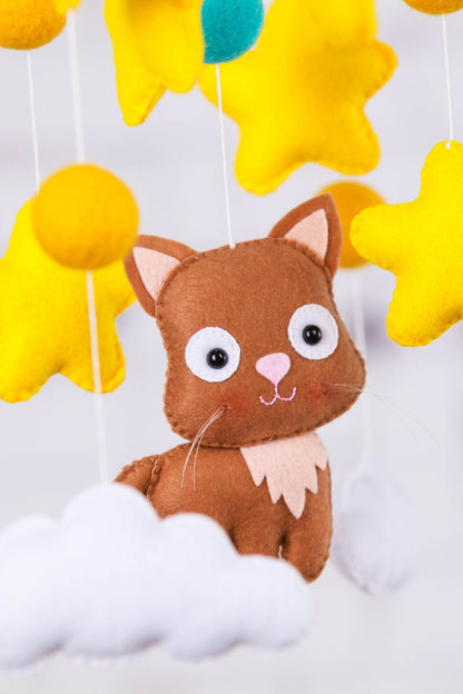 New baby gift Cats baby crib mobile - WoollyFox
