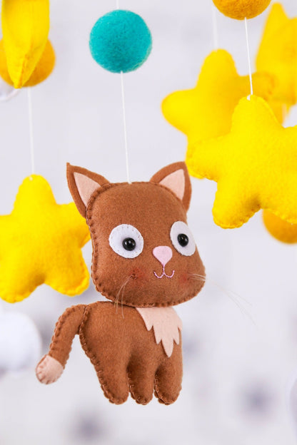 New baby gift Cats baby crib mobile - WoollyFox