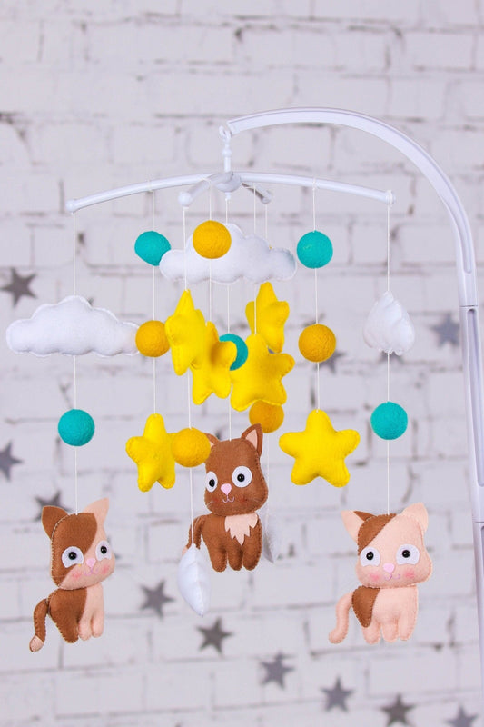 New baby gift Cats baby crib mobile - WoollyFox