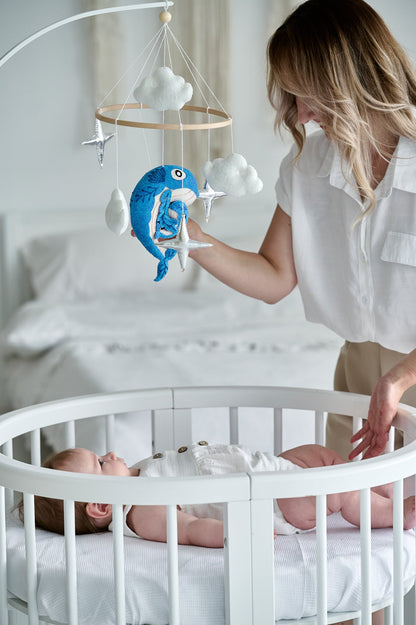 Ocean Baby Mobile – Whale Crib Mobile with Clouds and Stars - WoollyFox