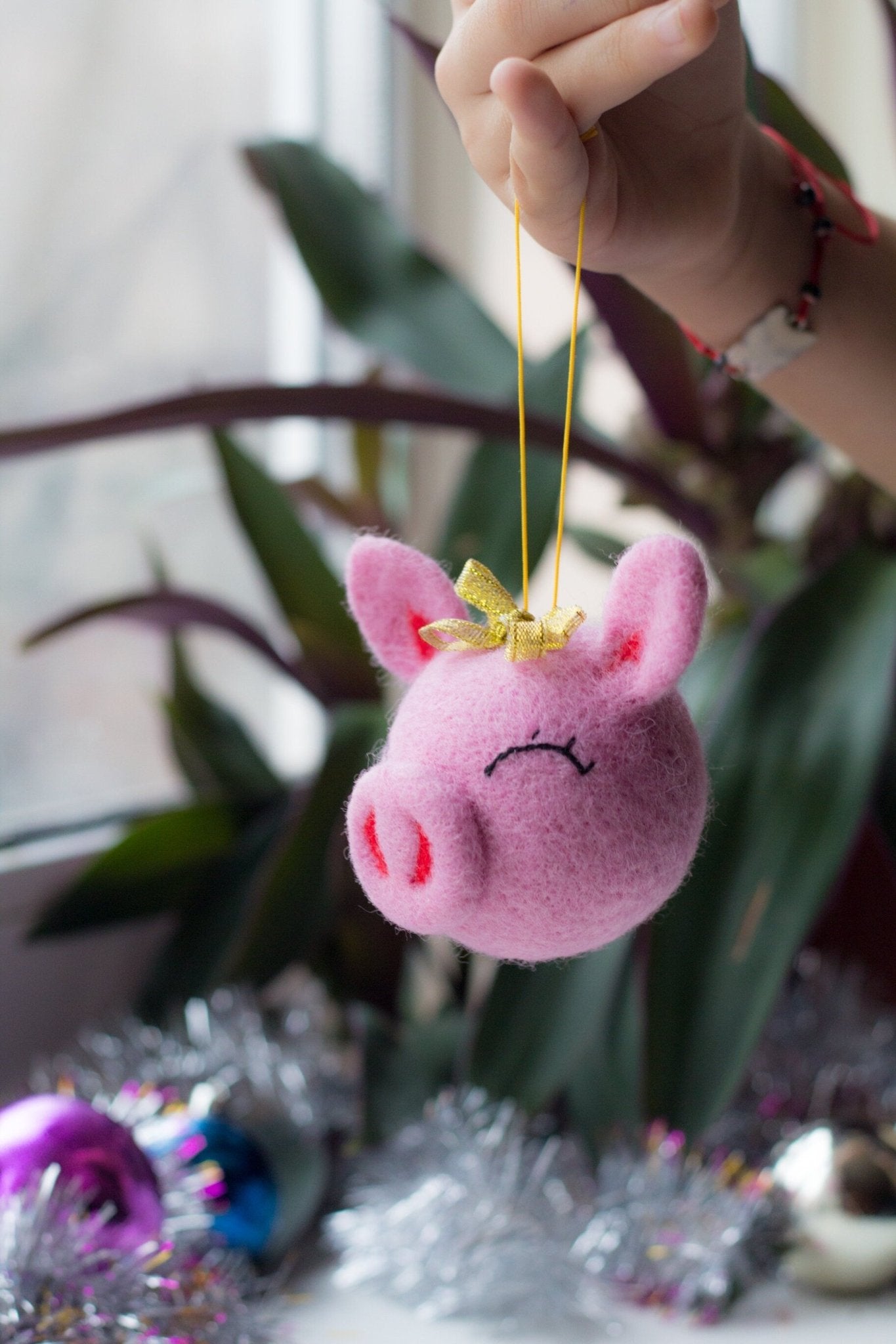Pink Pig Christmas Ornament - WoollyFox