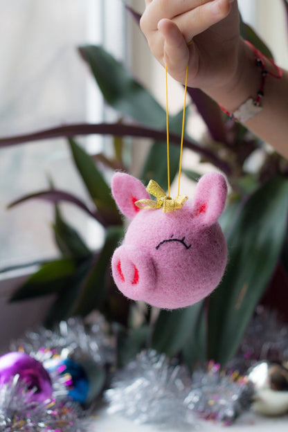 Pink Pig Christmas Ornament - WoollyFox